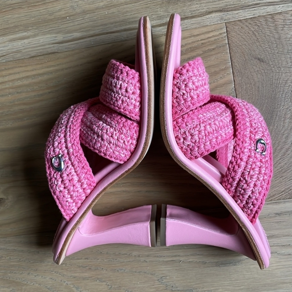 Coach Pink Sandals with Knitted Texture and Sculptural Heel - Picture 5 of 10